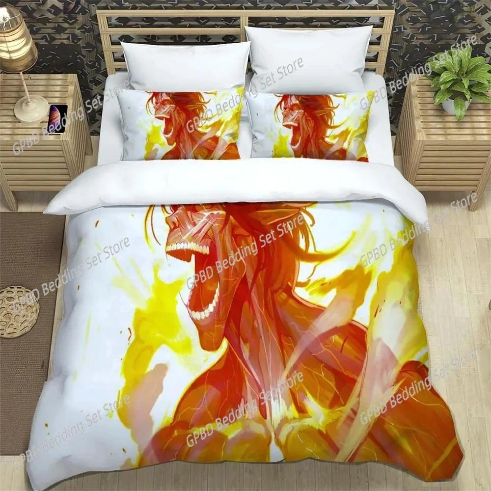 Attack On Titan Printed Polyester Bedding Bedding Set Quilt Cover Pillowcase Soft And Comfortable Customizable
