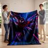 Dynamic Neon Streaks Frame a Costumed Figure In a Mid-air Pose. for All Seasons Blanket Lunch Break Throw Gift
