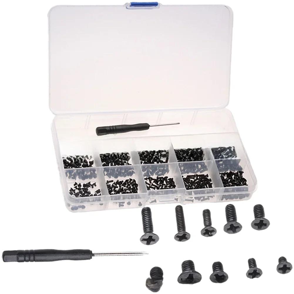 Black Zinc Plated Countersunk Screw Kit 500PCS 10 Sizes for Laptop Computer Repair and Microelectronics Assembly