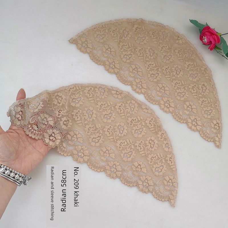 

Covering Sleeves Semi-Finished Products Can Be Connected with Sleeveless Straps Covering Big Arms Lace Fake Sleeve Patchwork Modified Oversleeves Khaki(209 Radian 58cm pair) L