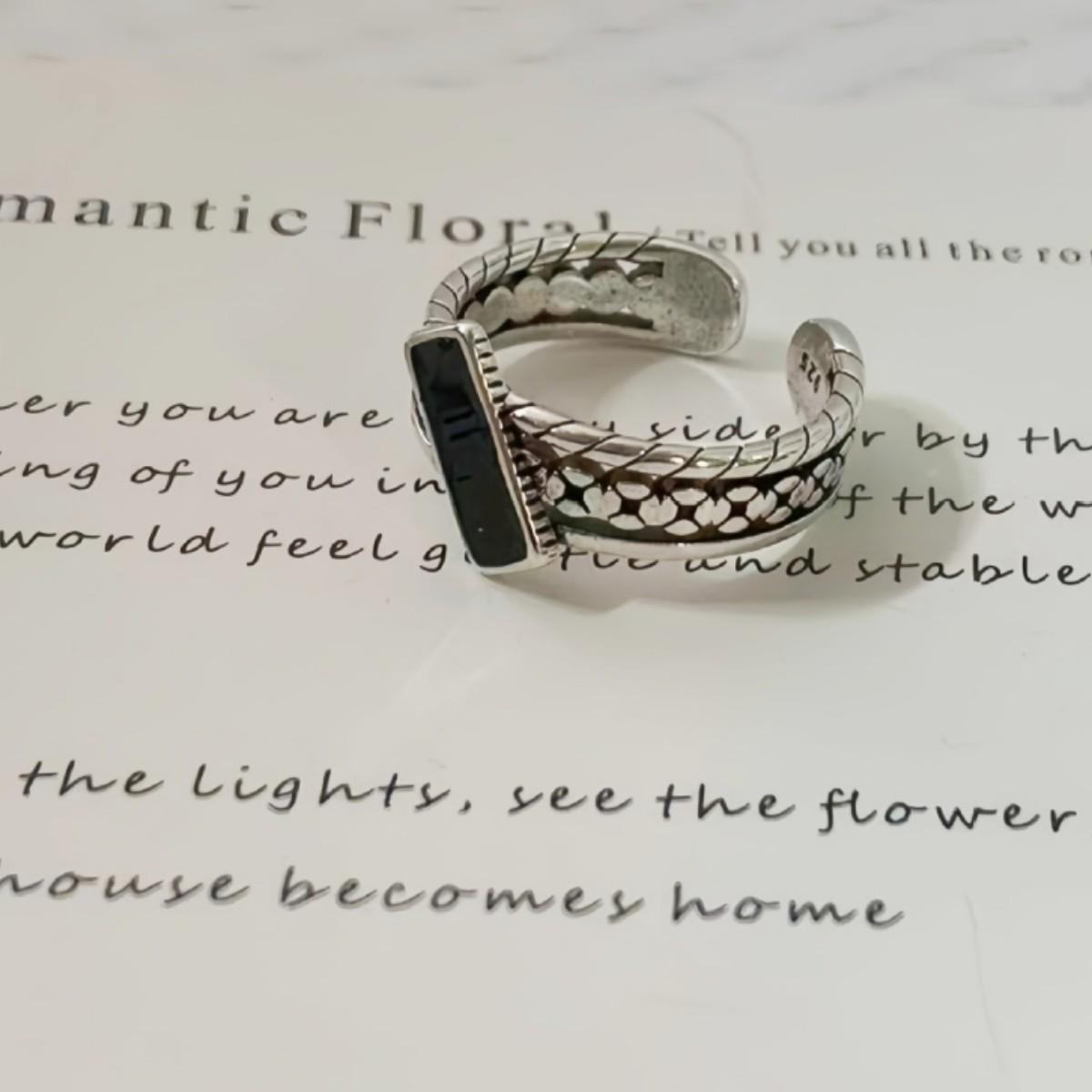 Geometric Retro Enamel Open Ring for Women - European & American Style