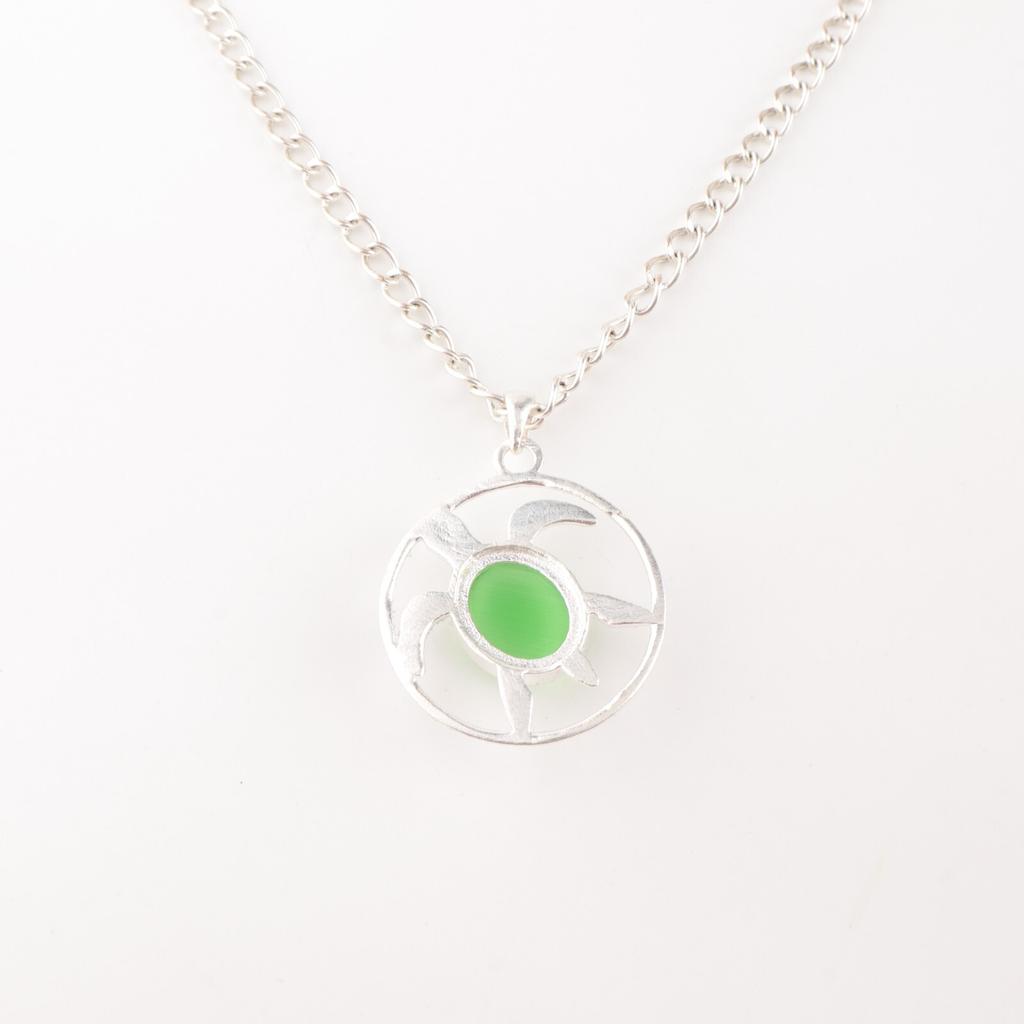 Green Cat's Eye Gemstone 925 Stamped Silver Jewelry Handmade Fashionable Pendant CP-2-42