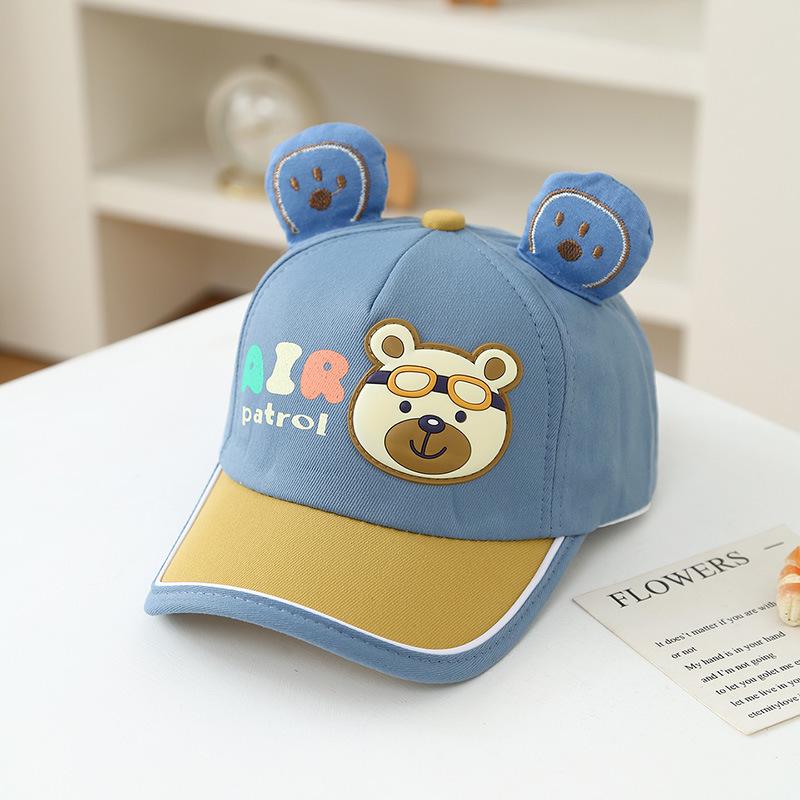 Koreanischer Stil Kinder Frühling Flacher Schirmhut - Jungen Persönlichkeit, Mädchen Niedlicher Sonnenschutz, Kleiner Bär Baseballkappe