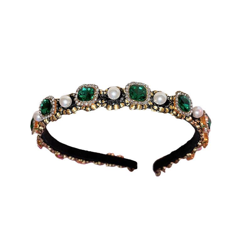 Chic Retro Geometric Rhinestone Pearl Headband - High-End Fashion Accessory for Women