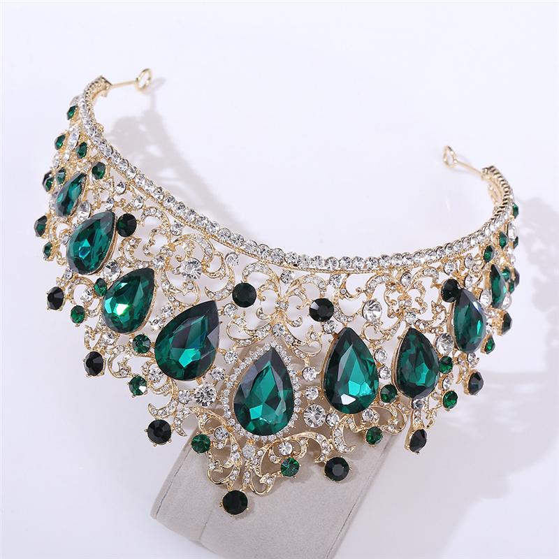 Baroque Royal Queen Gorgeous Crystal Tiaras and Crowns Bride Headdress Bridal Diadem Princess Wedding Crown Jewelry Ornaments
