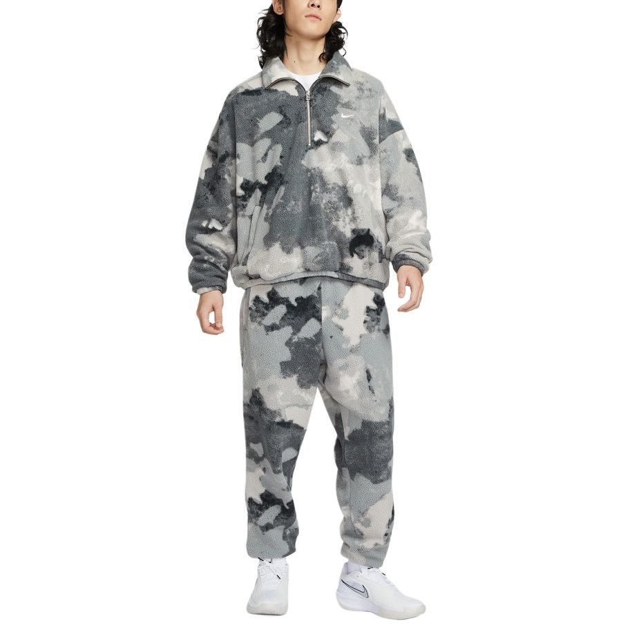 Nike Men s Fleece Half-Zip Pullover Grey Camo HV3542-068 L