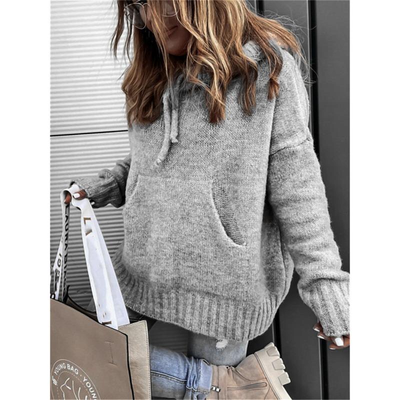 Women's Autumn/Winter Knitted Hoodie Pocket Casual Sweater