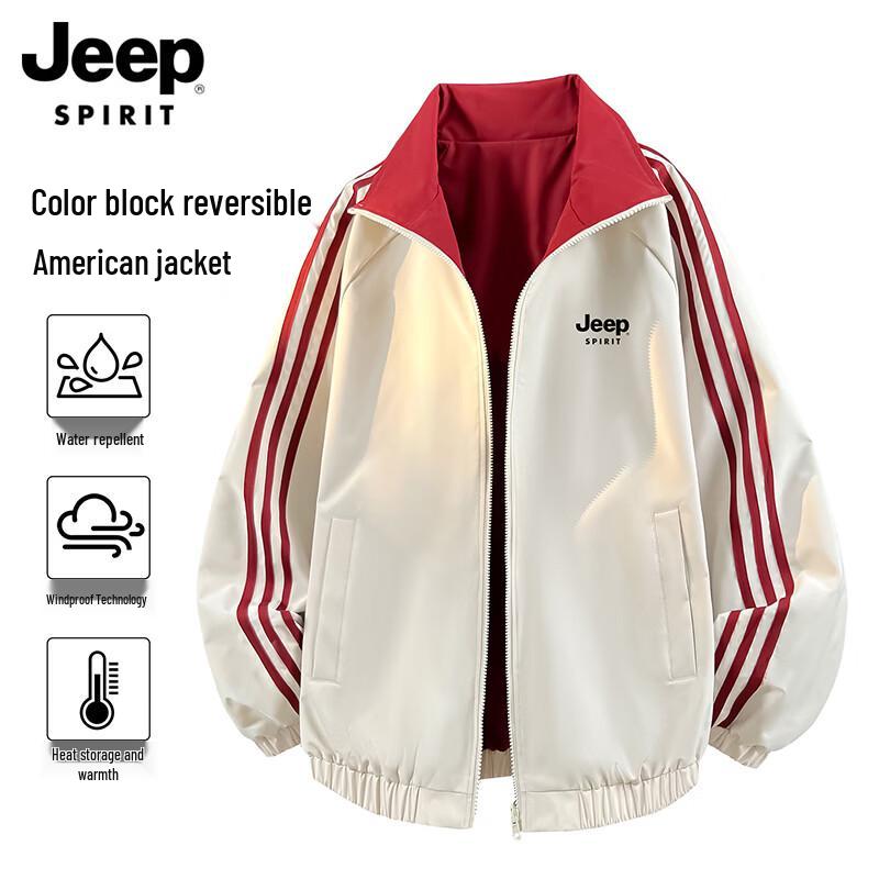 JEEP SPIRIT Men s & Women s Striped Reversible Jacket L