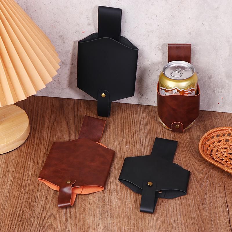 PU Leather Beer Bottle Waist Holster Portable Beer Belt Bag Handy Wine Bottles Beverage Can Holder