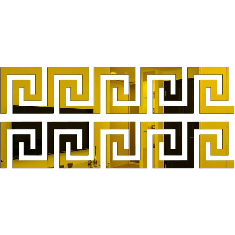 10pcs 3D Acrylic Self Adhesive Wall Decor Sticker Mirror for Bedroom Edge Strip Corner Line Building Border Home Office Decor