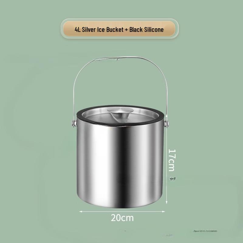 Stainless Steel Double-Layer Ice Bucket