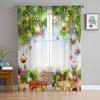 Farmhouse Christmas Ball Curtain Living Room Cafe Xmas Gifts Balls Window Curtains Kitchen Bedroom Outdoor Yard Sheer Polyester Ideal For