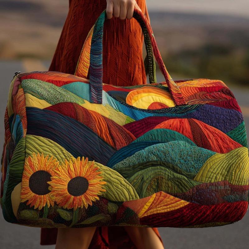 El Yapımı Kapitone Seyahat Çantası Vintage Sanatsal Karavan Doğa Spor Çantası Boho Hafta Sonu Çantası Erkek Kadın Kamp Yürüyüş Yolculuğu İçin