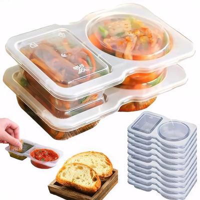 Recipientes Transparentes com Duplo Compartimento para Lanches Reutilizáveis Empilháveis Descartáveis para Casa Escola