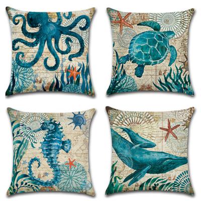 Octopus Sea Turtle Whale Sea Horse Cushion Cover Throw Pillow Case Sofa Decor