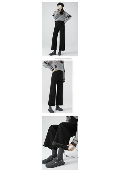 2025 New Style Fleece-Lined Cashmere Maternity Pants: Autumn/Winter Wide-Leg Design with Belly Support