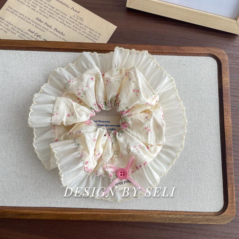 Korean Pink Floral Bow Hair Tie - Cute & Versatile Hair Accessory