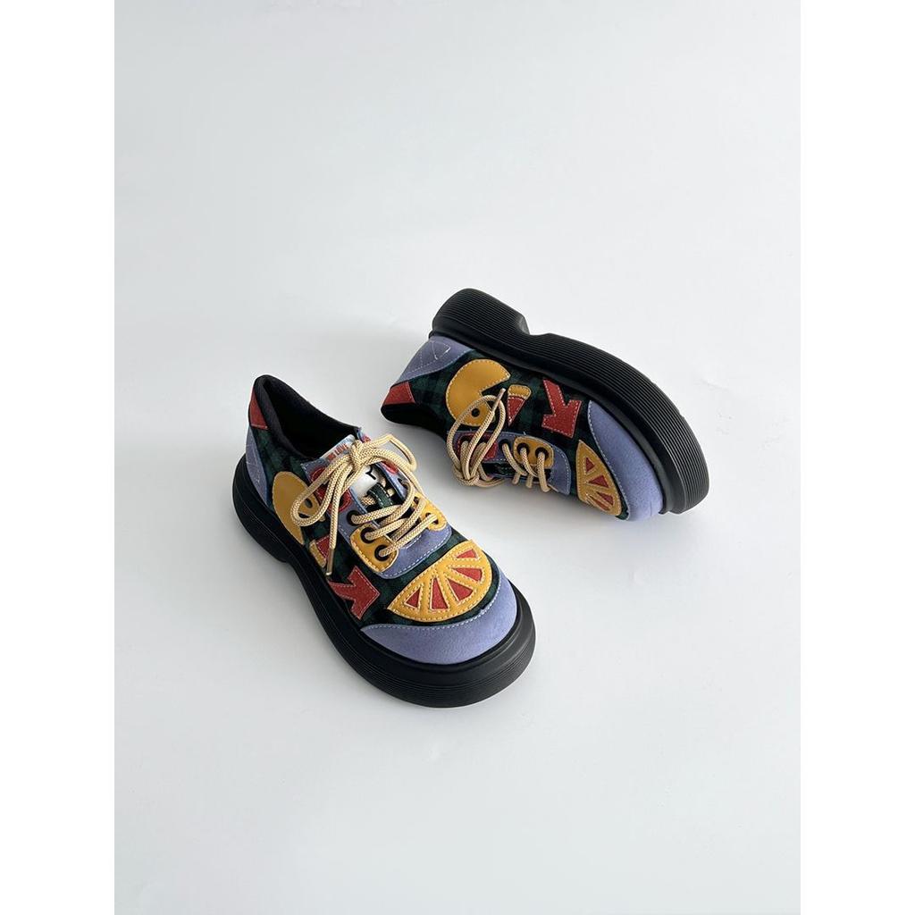 Spring and autumn new niche design color matching big head shoes women's cute board shoes versatile casual single shoes