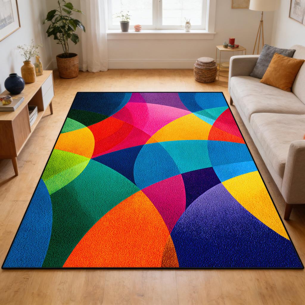 Dopamine Color Abstract Style Living Room Carpet Decoration Home Sofa Area Soft Rug Children Bedroom Non-slip Crawling Mat Floor