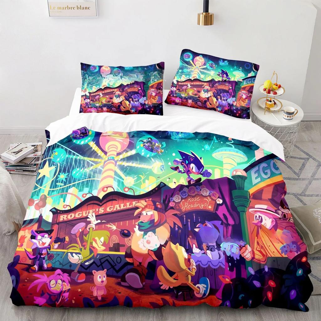 3D NEW Teens The Movie hedgehogs Boy Bedding Set Anime Digital Cartoon Sonic Duvet Cover Comforter Bed Youth Kids Girl Boys Gift