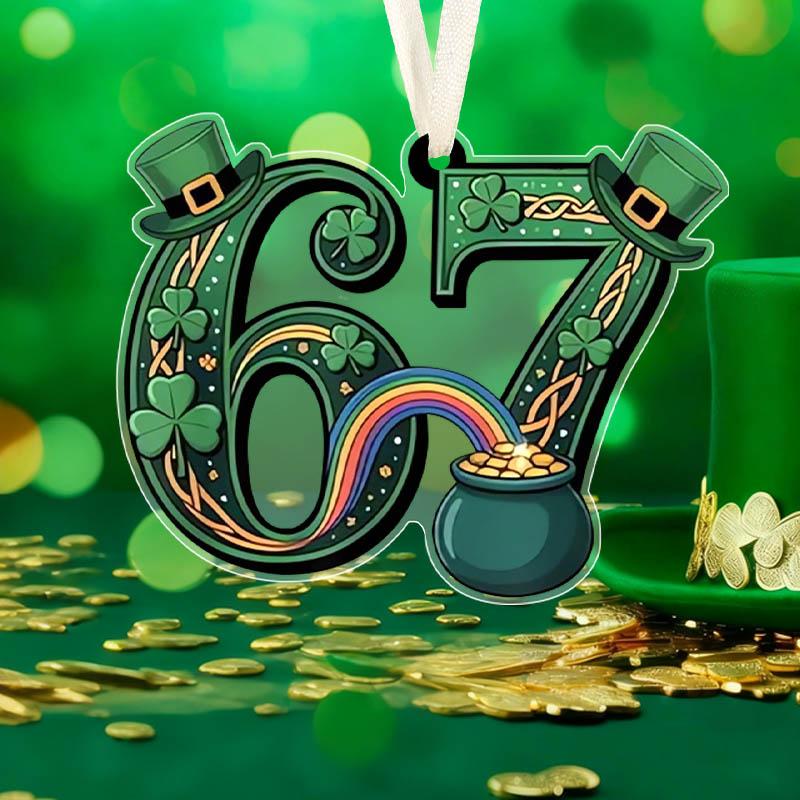 1pc St. Patrick's Day Acrylic Hanging Ornament Shamrock Hat 67 Design Window Garden Party Decoration Gift