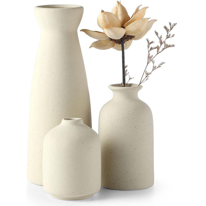 Set di Vasi Bianchi in Ceramica Moderni – Espositore Decorativo per Fiori in Tre Pezzi per Casa e Soggiorno.