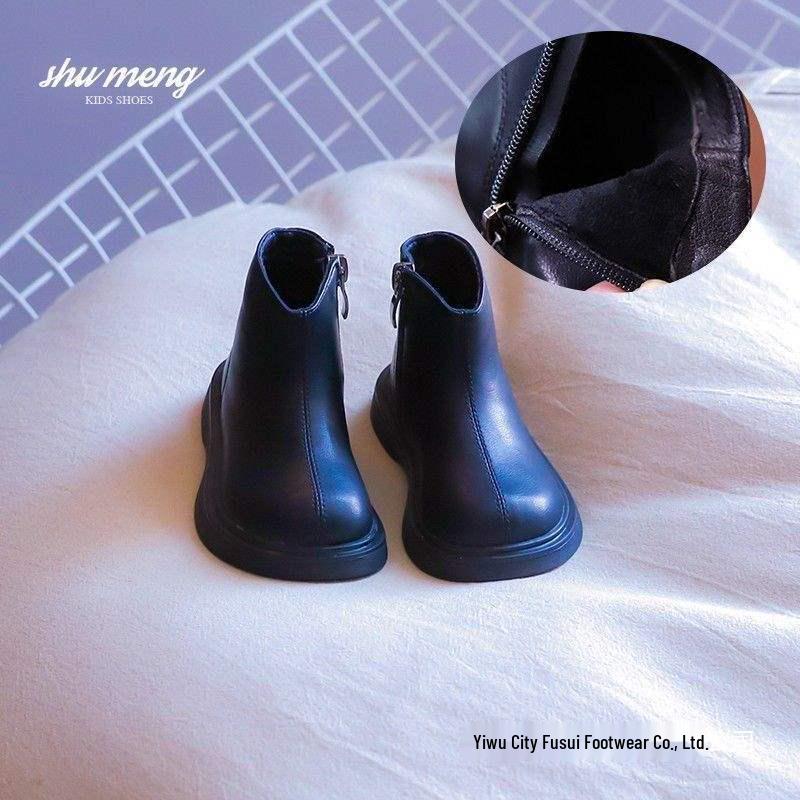 2025 Çocuk Martin Botları: Sonbahar/Kış Kız Çocuk Prenses Deri ve Erkek Çocuk Polar Pamuk Botları