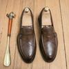 New Men Loafers Brown Black Round Toe Slip-On Men Dress Shoes Business Handmade Wedding Size 38-44