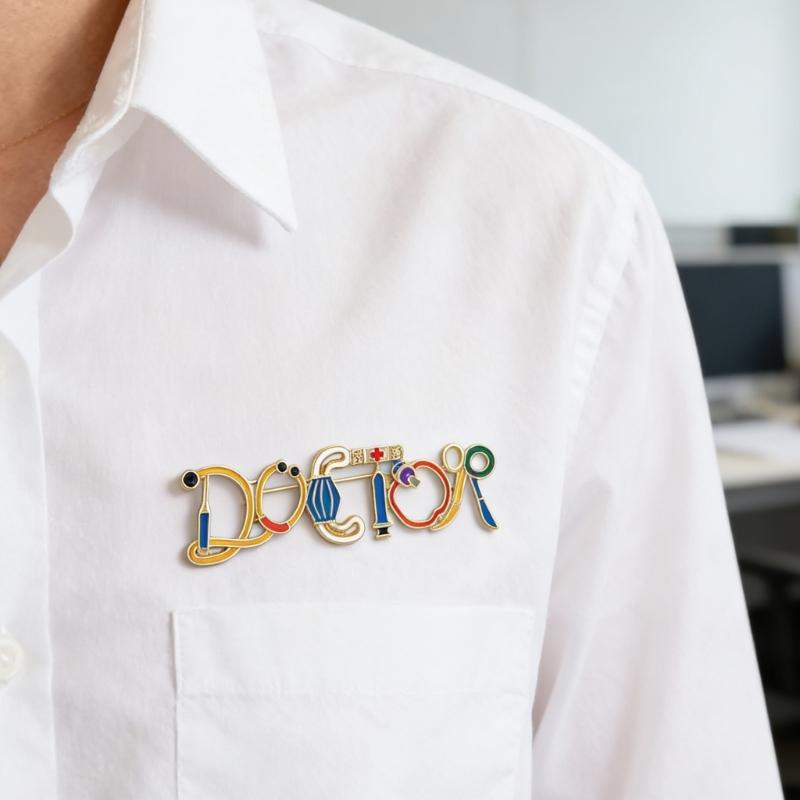 Medicals Letter Brooch Simple Versatile Pin for Casual and Formal Wear Lightweight Comfortable Daily Use