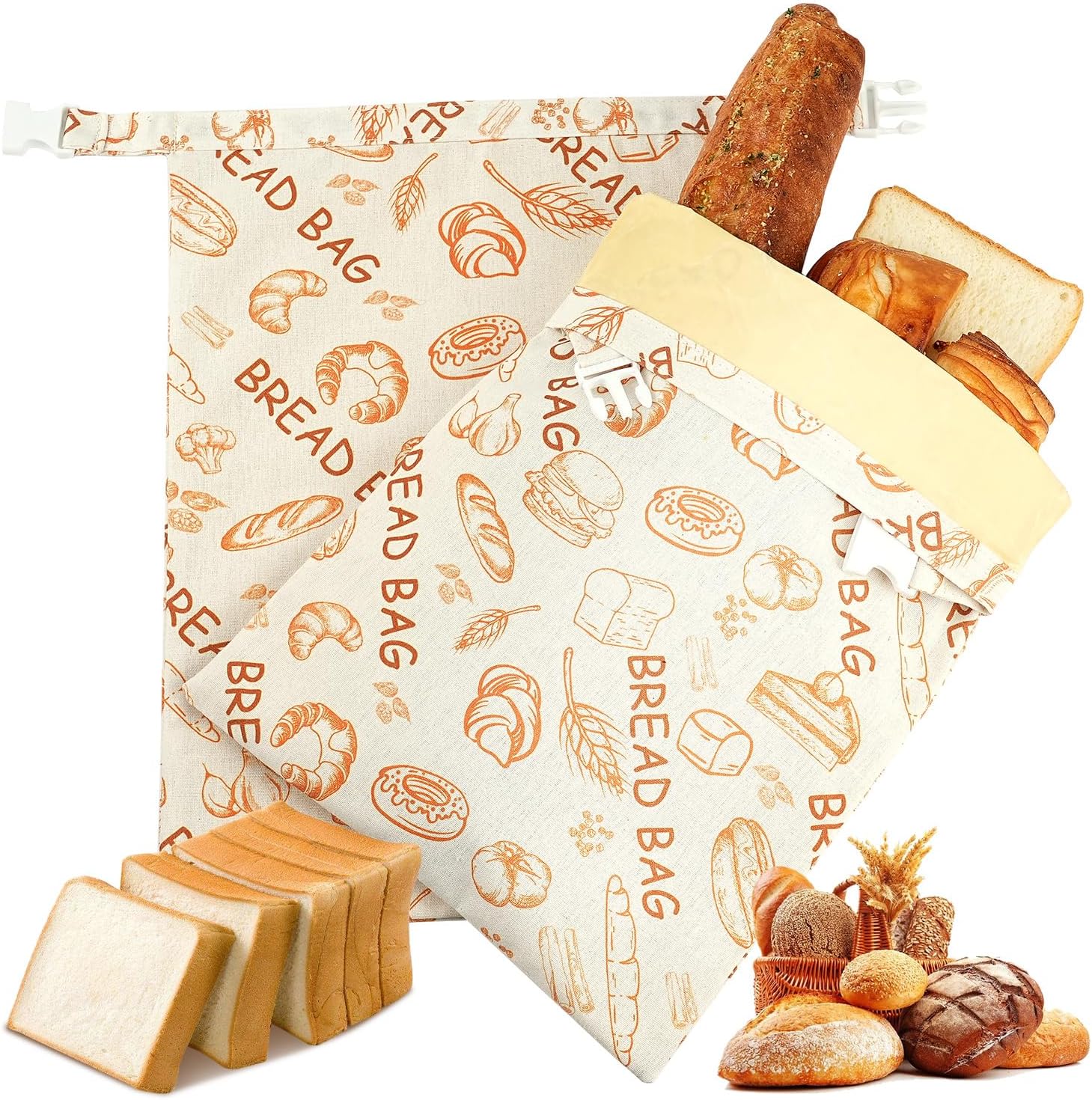 Reusable beeswax bread bags (2-pack), food storage bags