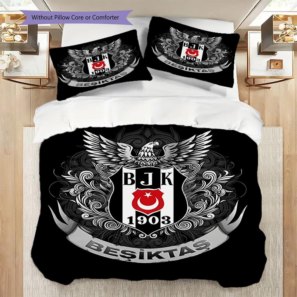 Besiktas logotyp Mönster Sängkläder Täcke Set Påslakan Örngott Heminredning Födelsedagspresent (1 * påslakan + 2 * örngott, utan kärna)
