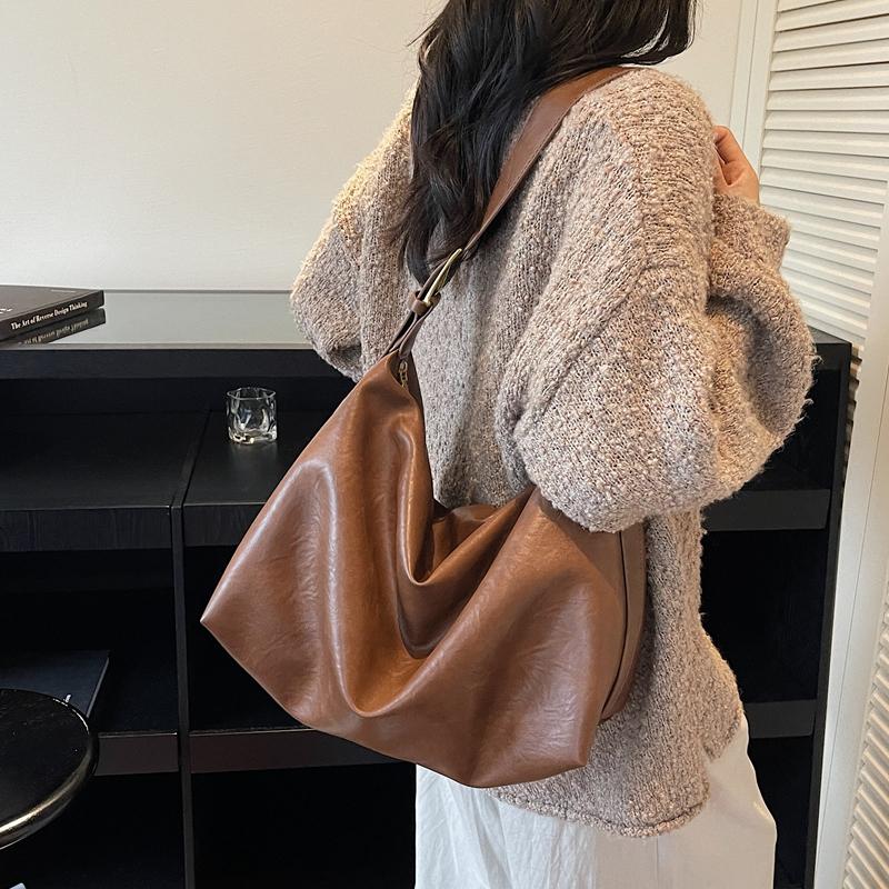 Solid Color Commuter Large Capacity Shoulder Bag Women's Crossbody Bag Underarm Bag