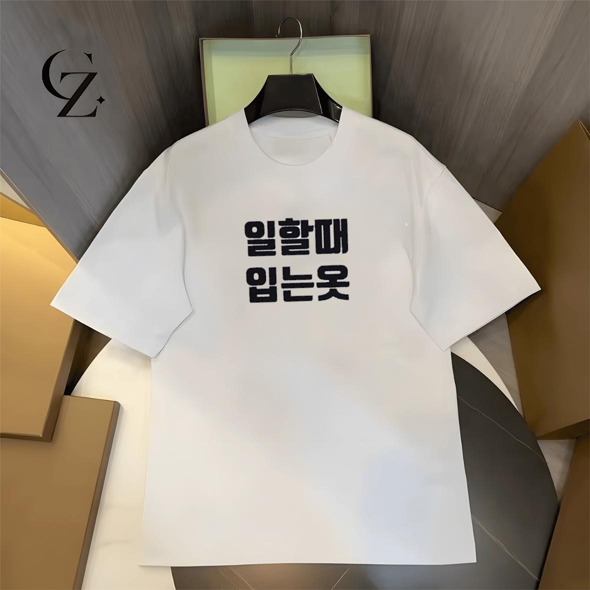 

Korean Slogan Work Wear 2026 Summer Unisex T Shirt Casual Cotton Oversized Short Sleeve Graphic Tee Streetwear Graphic T Shirts S