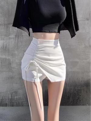 Korean Dongdaemun New Style Slim Fit Hot Girl Irregular Skirt Pants with Figure-Flattering Ruching