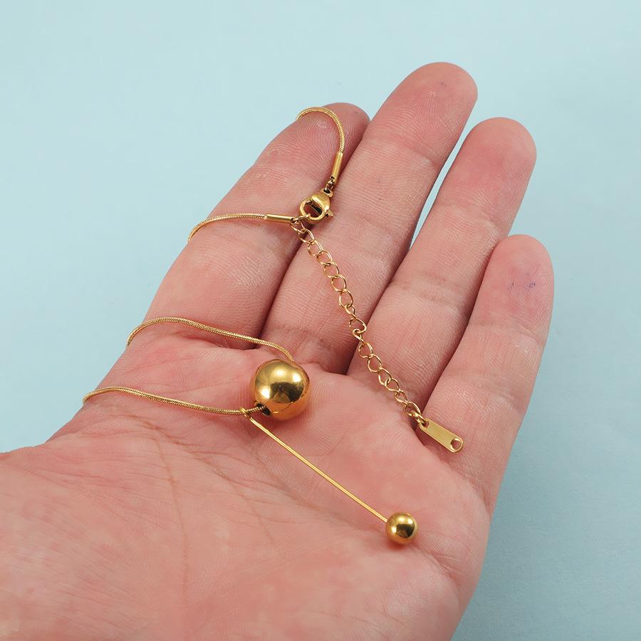 Stainless Steel Ball Necklace Women Geometric Trendy Tassel Charm Snake Chain Gold-color Light Luxury Exquisite