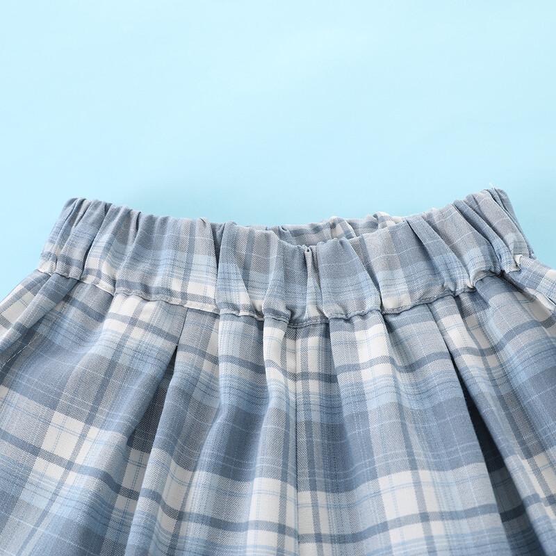 Montagut Girls' Plaid Summer T-shirt & Pants Set
