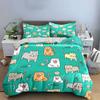 Cute Cartoon Cats Pattern Set Bedding Duvet Cover Set  (1*Duvet Cover 2*Pillowcases, without duvet insert)