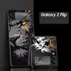 Cross Pattern Bicolor Lion Hard PC Phone Case For Samsung Galaxy Z Flip 7 6 5 4 Black Cover For Galaxy Z Flip 3 Foldable Fundas