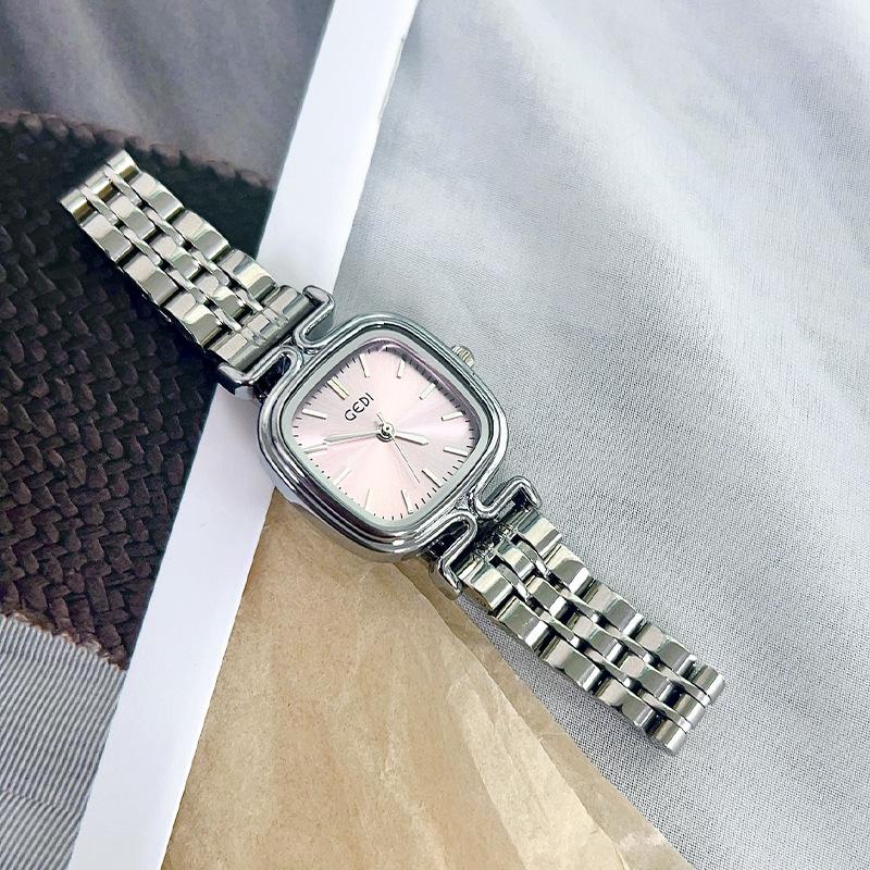 Women'S Simple High-Value Small Square Steel Belt Watch Niche High-End Dopamine Quartz Watch