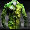 Men's Skeleton Printed Long Sleeve Shirts Casual Cardigan New Button Holiday Fashion Shirts