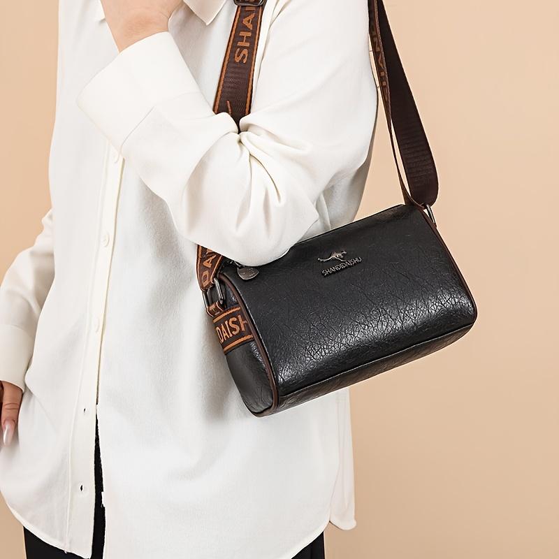 Women's shoulder bag retro wide shoulder strap messenger bag