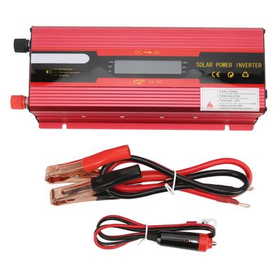Červený měnič napětí DC12V 24V vstup do zásuvek 3000W špička 8 ochran s LCD displejem