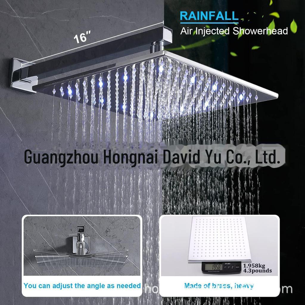 12-inch LED Rain Shower System with 6 Sprayers & Constant Temperature Control