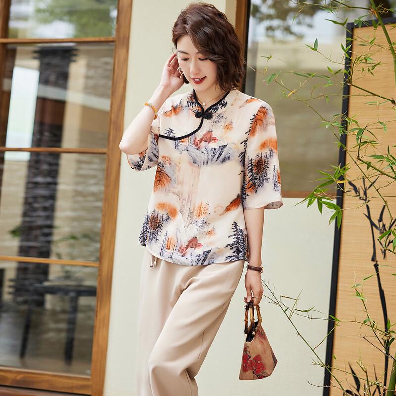 Pa Si Te 2025 Early Autumn New Chinese Style Frog Button T-Shirt & Pants Set