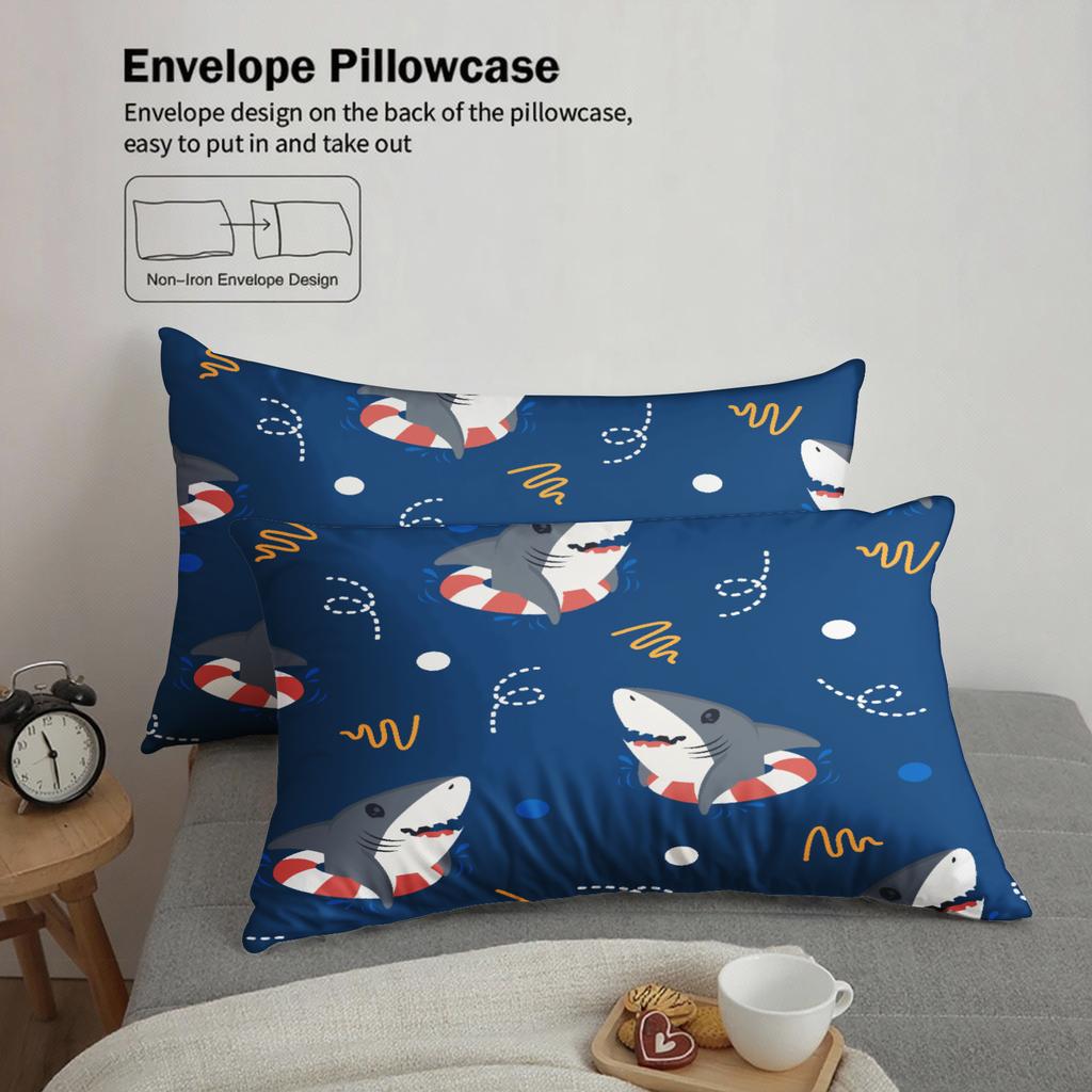 3pcs Cartoon Shark And Octopus Bedding Set 3D Printed Ocean Animal Duvet Cover Sets With Pillowcases No Filling