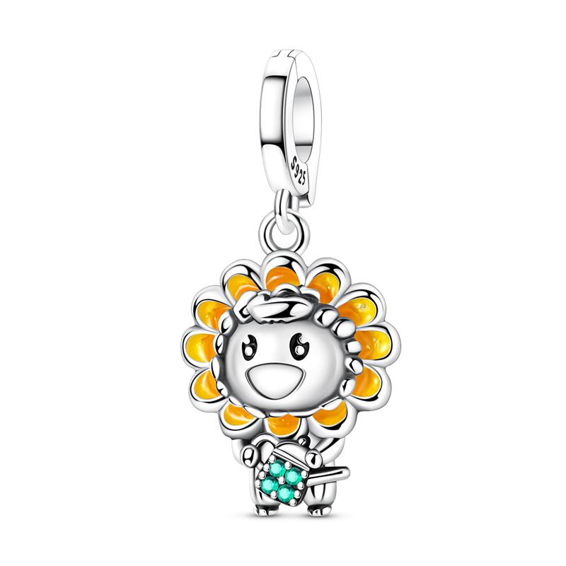 

Metal Cute Doll Series Charms Clover Beads Colorful Clown Sunflower Pendant Fit Original Bangle Necklace Accessory Elegant Fashion Beautiful Lovely