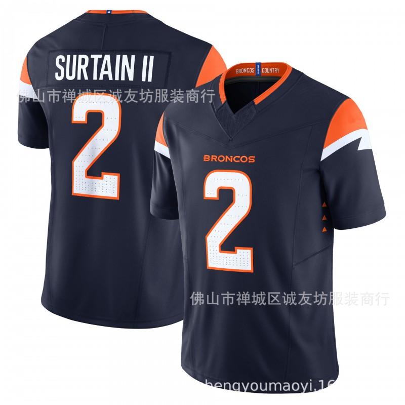 3rd Gen Football Jersey Mens Vintage Orange Broncos 2 Surtain II Sports Shirt