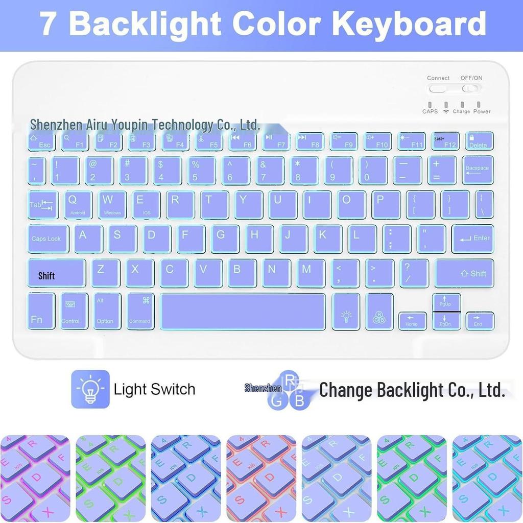 Suitable for Samsung A9 Plus Tablet: 11+ Bluetooth Keyboard with Backlit RGB and Leather Protective Case S789 10FE.