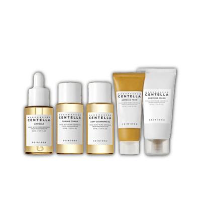 Skin 1004 Madagascar Centella Travel Kit 5 tipos (Óleo de limpeza + Espuma de limpeza + Tônico + Ampola + Creme calmante), 1 pedaço