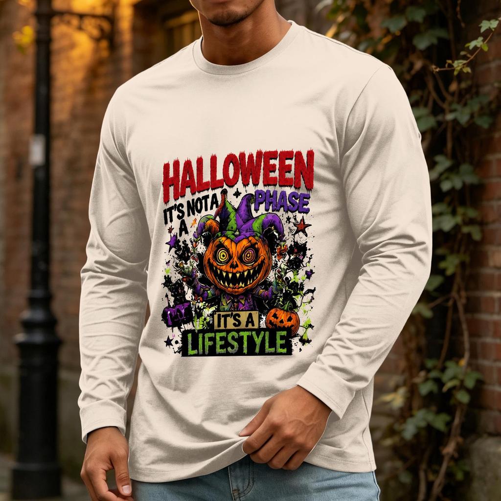 Men's Halloween Long Sleeve Neck Casual T-Shirt for Holiday Party